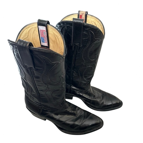 Los Altos Black Eel Skin Cowboy BootsSize 7.5DUSA MÉXICOExotic Leather